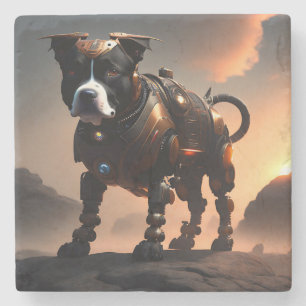 Robot Staffordshire Bull Terrier, Stone Onderzette Stenen Onderzetter