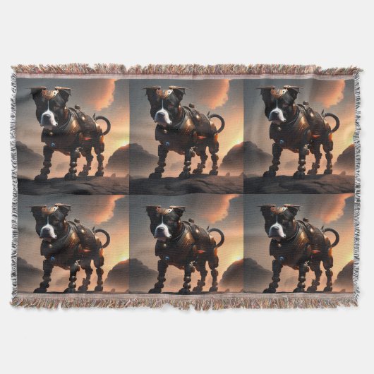 Robot Staffordshire Bull Terrier, Throw Blanket Deken (Voorkant)