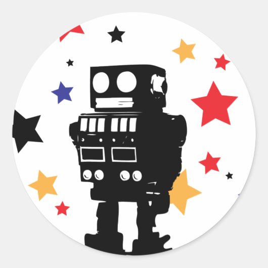 Robot Star Ronde Sticker (Voorkant)