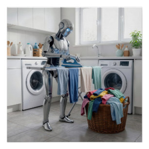 Robot Strijkt Kleren Perfect Poster