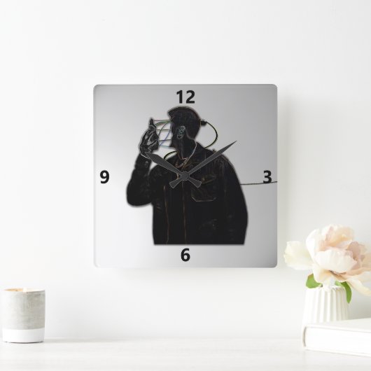 Robot tegen muur vierkante klok (Huis)