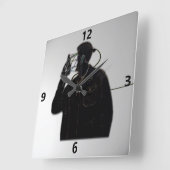 Robot tegen muur vierkante klok (Hoek)