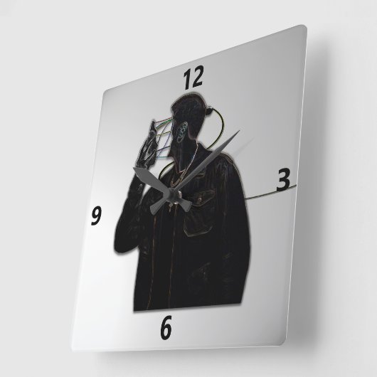 Robot tegen muur vierkante klok (Hoek)