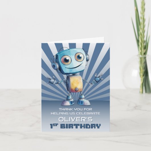 Robot Thema 1e Verjaardag Bedankt (Voorkant)