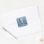 Robot Thema 1e Verjaardag Envelope Seal Vierkante Sticker (Envelop)
