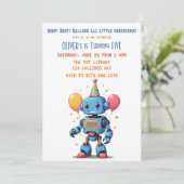 robot thema met ballonnen aquarel kaart (Staand voorkant)