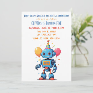 robot thema met ballonnen aquarel kaart