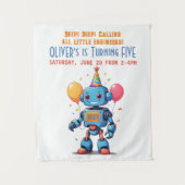 robot thema met ballonnen aquarel wandkleed (Voorkant)