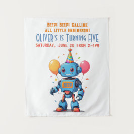 robot thema met ballonnen aquarel wandkleed
