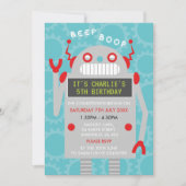 Robot-thema uitnodiging voor verjaardagsfeestje (Voorkant)