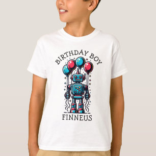 Robot thema verjaardag jongen t-shirt