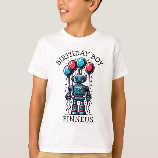 Robot thema verjaardag jongen t-shirt (Voorkant)