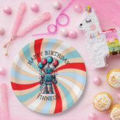 Robot Theme Boy's Happy Birthday Papieren Bordje (Feest)