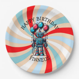 Robot Theme Boy's Happy Birthday Papieren Bordje