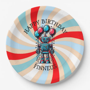 Robot Theme Boy's Happy Birthday Papieren Bordje