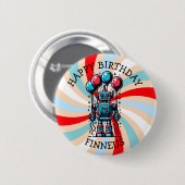 Robot Theme Boy's Happy Birthday Ronde Button 5,7 Cm (Voorkant /achterkant)