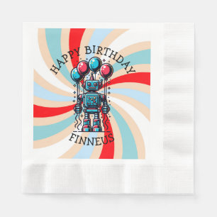 Robot Theme Boy's Happy Birthday Servet