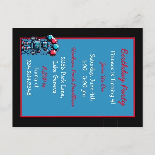 Robot Theme Boy's Verjaardag Briefkaart (Achterkant)