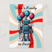 Robot Theme Boy's Verjaardag Briefkaart (Voorkant)
