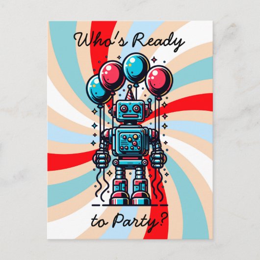 Robot Theme Boy's Verjaardag Briefkaart (Voorkant)