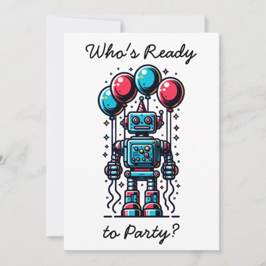 Robot Theme Boy's Verjaardag Kaart (Voorkant)