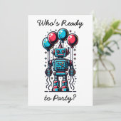 Robot Theme Boy's Verjaardag Kaart (Staand voorkant)