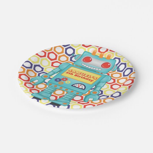 Robot Thleed Party Papieren Bordje (Gekanteld)