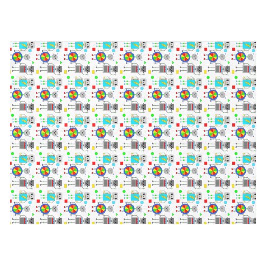 Robot Thmed Boy's Birthday Party Tafelkleed (Voorkant (Horizontaal))