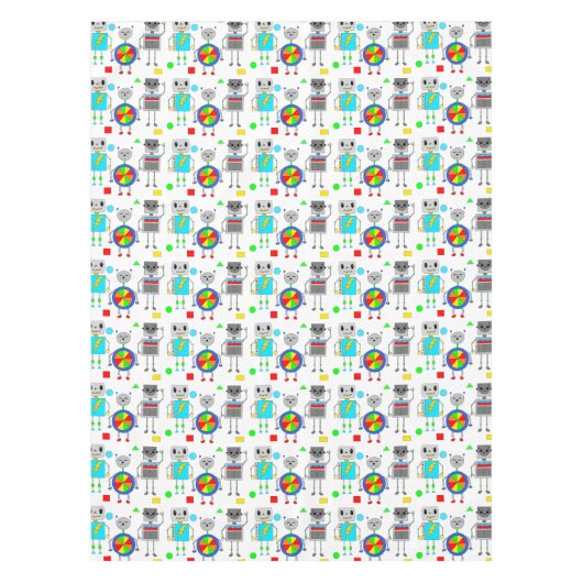 Robot Thmed Boy's Birthday Party Tafelkleed (Voorkant)