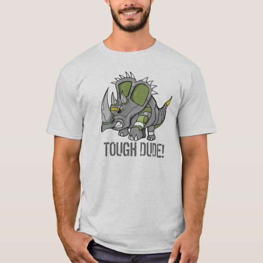 Robot Triceratops Dinosaur Tough guy T-Shirt (Voorkant)