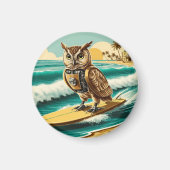  Robot Uil surfen op het strand Magneet (Voorkant)