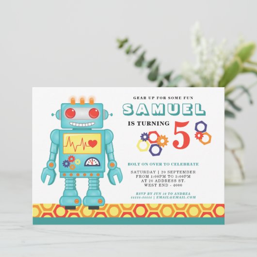 Robot - Uitnodiging van de partij (Staand voorkant)