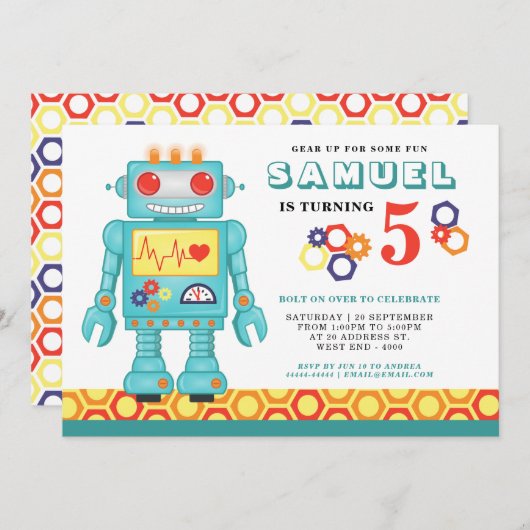 Robot - Uitnodiging van de partij (Voorkant / Achterkant)