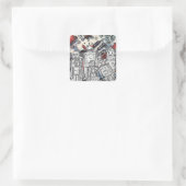 Robot Vakantie 1 Vierkante Sticker (Tas)