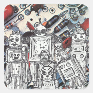 Robot Vakantie 1 Vierkante Sticker
