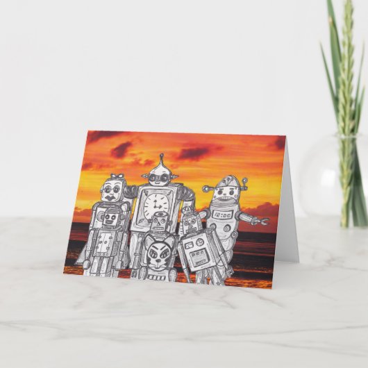 Robot Vakantie 3 Feestdagen Kaart (Voorkant)