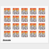 Robot Vakantie 3 Vierkante Sticker (Vel)