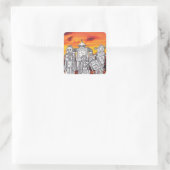 Robot Vakantie 3 Vierkante Sticker (Tas)