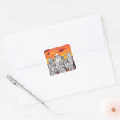 Robot Vakantie 3 Vierkante Sticker (Envelop)