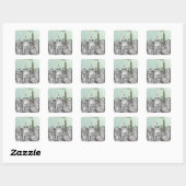 Robot Vakantie 6 Vierkante Sticker (Vel)