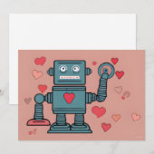 Robot Valentijn Hartjes Liefdesbrief Feestdagenkaart (Voorkant / Achterkant)