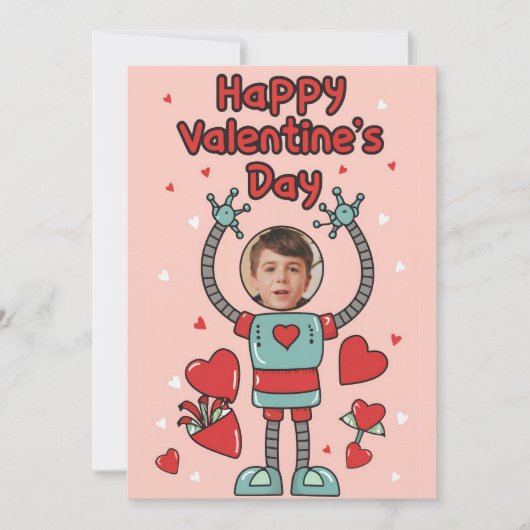 Robot Valentijnsdag Foto Klaslokaal Kerstkaart (Voorkant)
