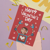 Robot Valentijnsdag Foto Klaslokaal Vakantie Kaart