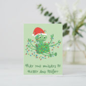 Robot van Kerstmis verwarde omhoog in Lichten Feestdagenkaart (Staand voorkant)