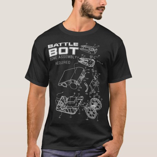 Robot vecht strijd tegen gevechtsbots patentstijl  t-shirt (Voorkant)