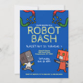 Robot Verjaardag Bash Uitnodiging (Voorkant)