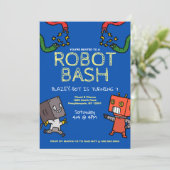 Robot Verjaardag Bash Uitnodiging (Staand voorkant)
