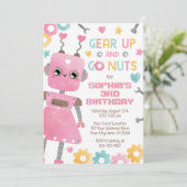 Robot Verjaardag uitnodiging, Meisje Robot Kaart (Staand voorkant)