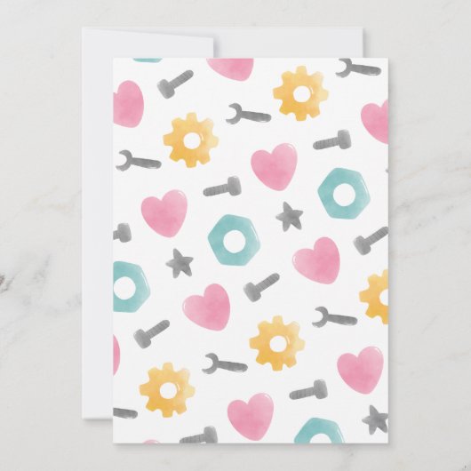 Robot Verjaardag uitnodiging, Meisje Robot Kaart (Achterkant)