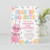 Robot Verjaardag uitnodiging, Meisje Robot Kaart (Staand voorkant)